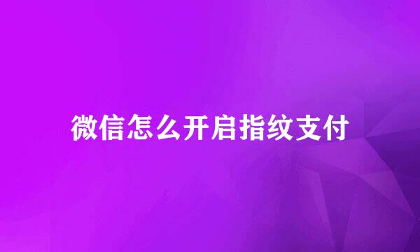 微信怎么开启指纹支付