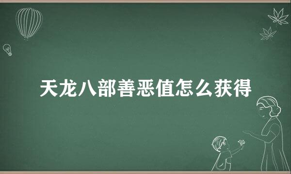 天龙八部善恶值怎么获得