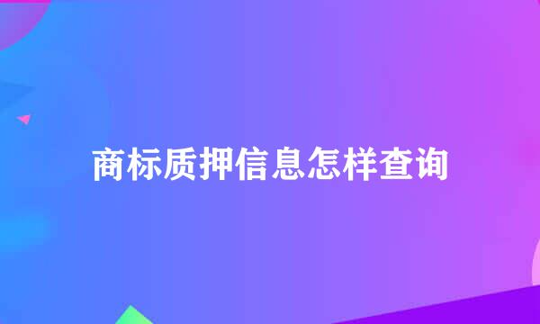 商标质押信息怎样查询