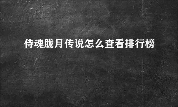 侍魂胧月传说怎么查看排行榜