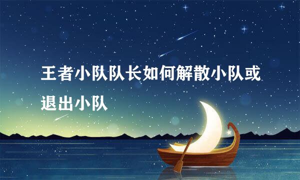 王者小队队长如何解散小队或退出小队