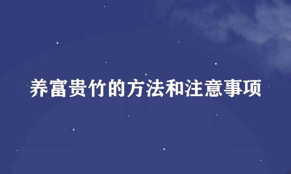 养富贵竹的方法和注意事项