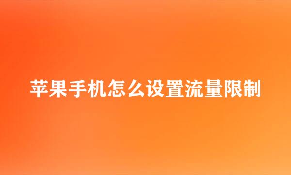 苹果手机怎么设置流量限制