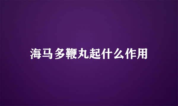海马多鞭丸起什么作用