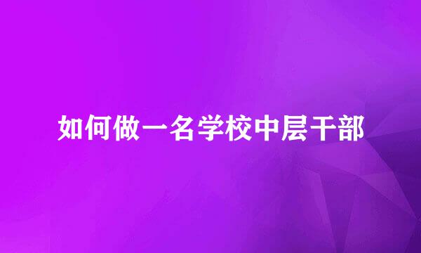 如何做一名学校中层干部