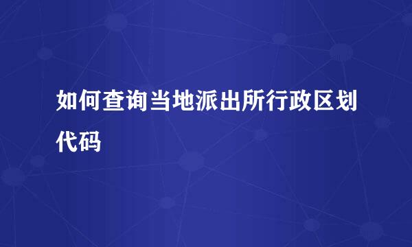 如何查询当地派出所行政区划代码