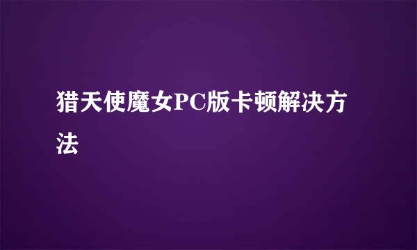 猎天使魔女PC版卡顿解决方法