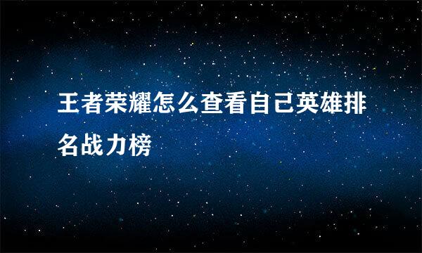 王者荣耀怎么查看自己英雄排名战力榜
