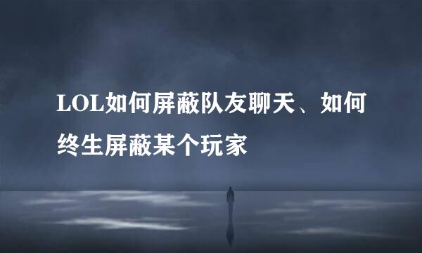 LOL如何屏蔽队友聊天、如何终生屏蔽某个玩家