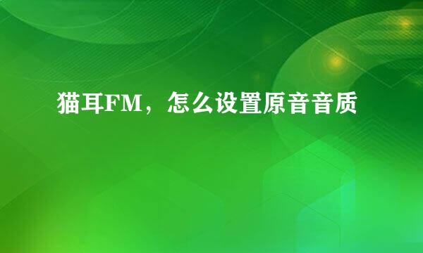 猫耳FM，怎么设置原音音质