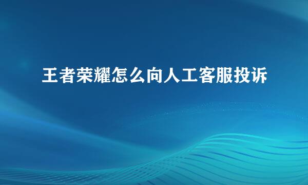 王者荣耀怎么向人工客服投诉
