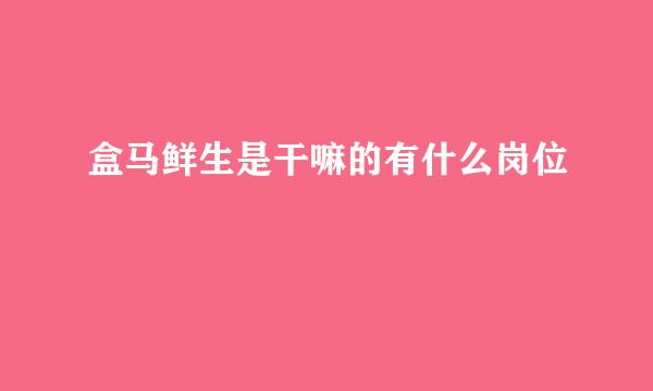 盒马鲜生是干嘛的有什么岗位