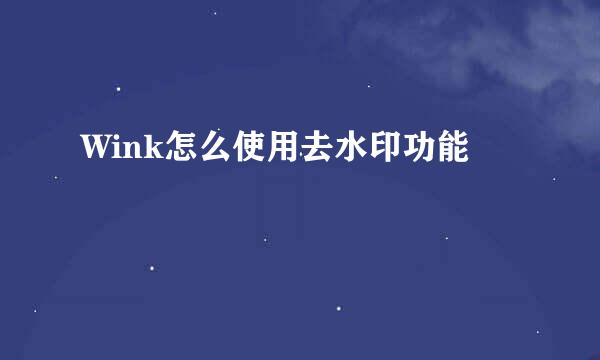 Wink怎么使用去水印功能