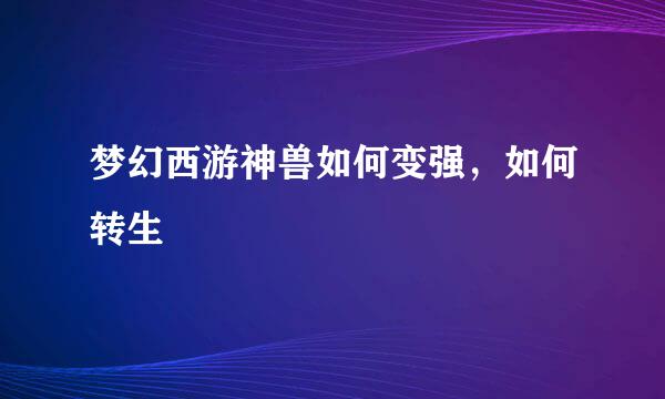 梦幻西游神兽如何变强，如何转生