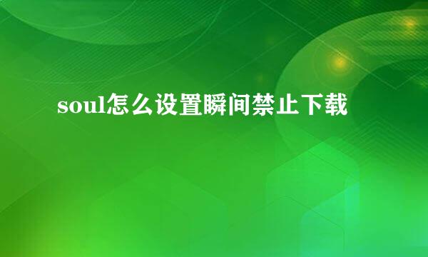 soul怎么设置瞬间禁止下载