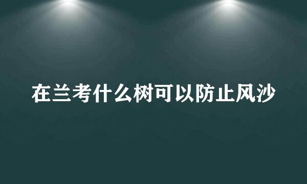 在兰考什么树可以防止风沙