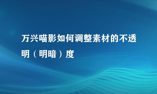 万兴喵影如何调整素材的不透明（明暗）度
