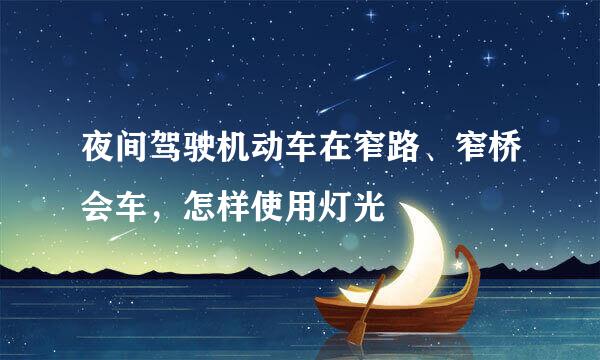夜间驾驶机动车在窄路、窄桥会车，怎样使用灯光