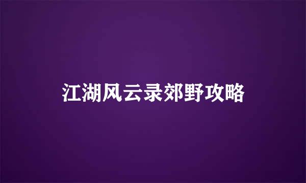 江湖风云录郊野攻略