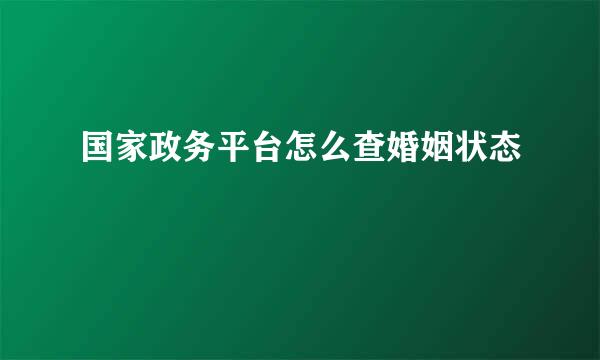 国家政务平台怎么查婚姻状态