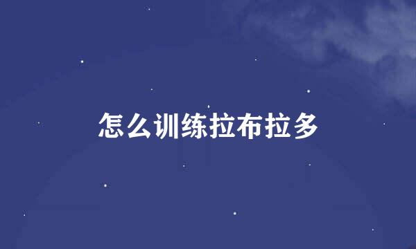 怎么训练拉布拉多