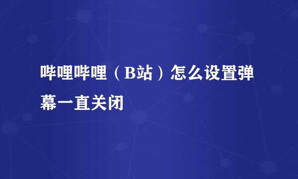 哔哩哔哩（B站）怎么设置弹幕一直关闭