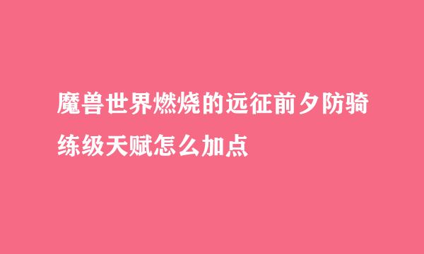 魔兽世界燃烧的远征前夕防骑练级天赋怎么加点