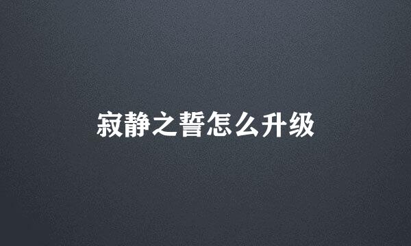 寂静之誓怎么升级