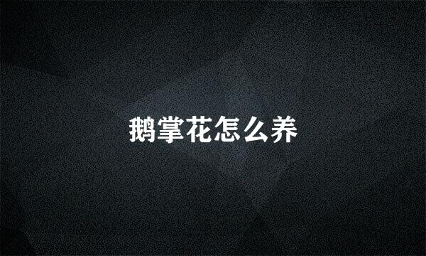 鹅掌花怎么养