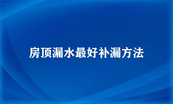 房顶漏水最好补漏方法