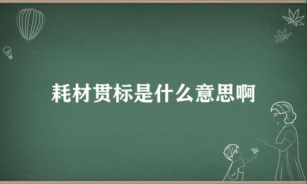 耗材贯标是什么意思啊