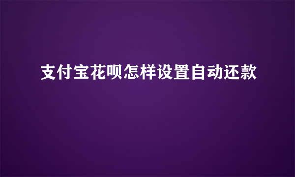 支付宝花呗怎样设置自动还款