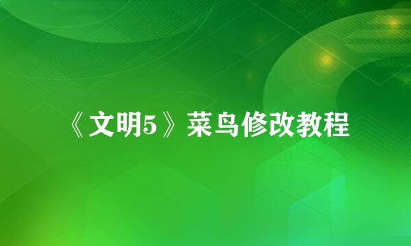 《文明5》菜鸟修改教程