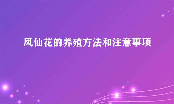 凤仙花的养殖方法和注意事项