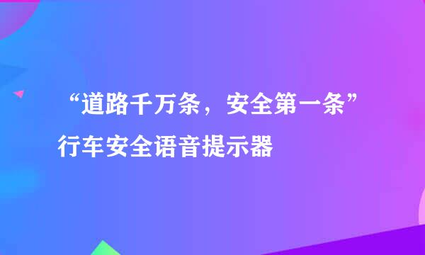 “道路千万条，安全第一条”行车安全语音提示器