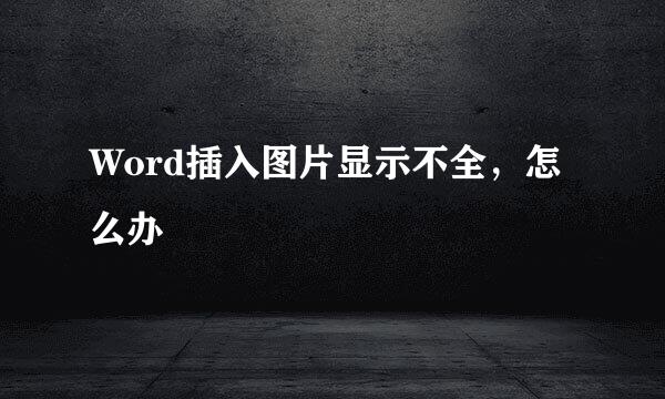 Word插入图片显示不全，怎么办