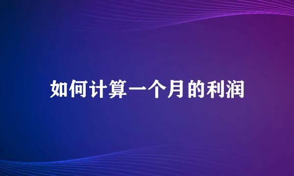 如何计算一个月的利润
