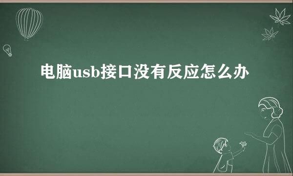 电脑usb接口没有反应怎么办