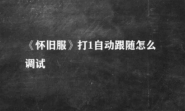 《怀旧服》打1自动跟随怎么调试