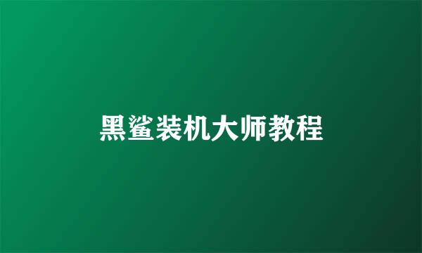 黑鲨装机大师教程