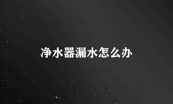 净水器漏水怎么办