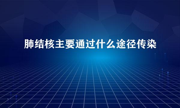 肺结核主要通过什么途径传染