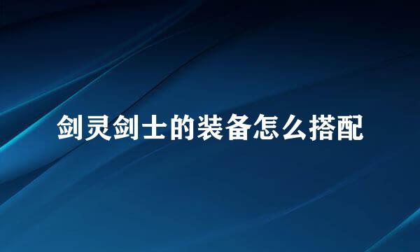 剑灵剑士的装备怎么搭配