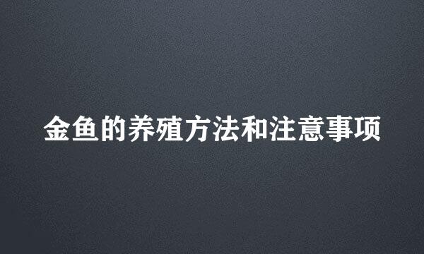 金鱼的养殖方法和注意事项