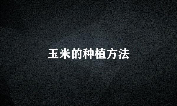 玉米的种植方法