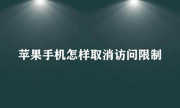 苹果手机怎样取消访问限制