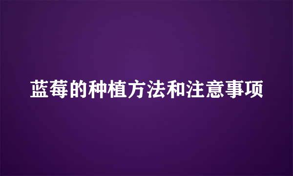蓝莓的种植方法和注意事项