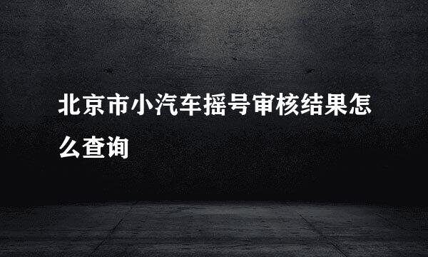北京市小汽车摇号审核结果怎么查询