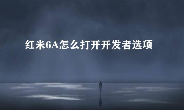 红米6A怎么打开开发者选项