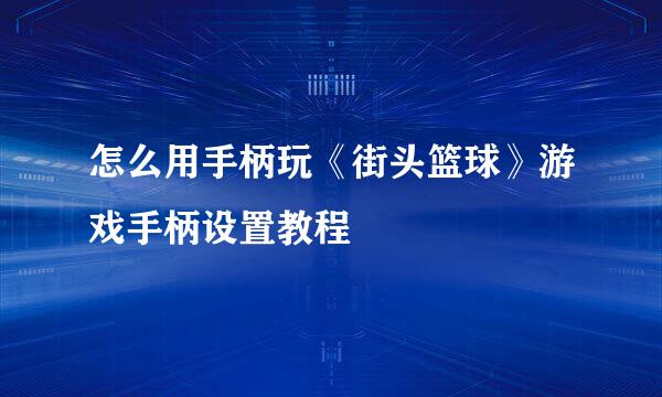 怎么用手柄玩《街头篮球》游戏手柄设置教程